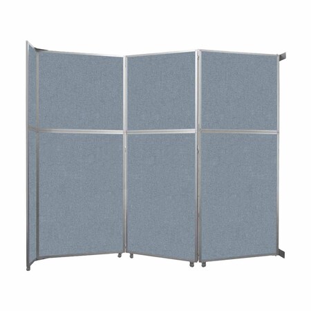 Versare Operable Wall Folding Room Divider 11'9" x 10'3/4" Powder Blue Fabric 1070304-1